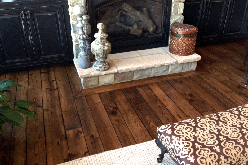 Hardwood Floor in front of fireplace