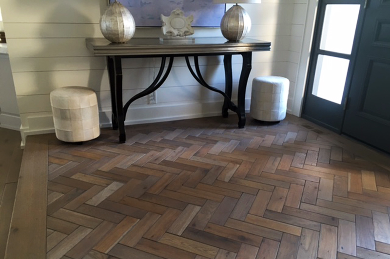 Herringbone wood entryway