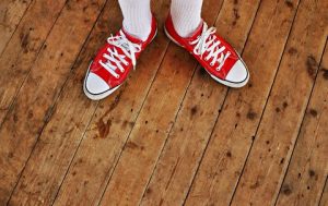 Shoes on Wood Floor