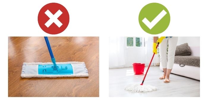 Diagram showing how to mop hardwood floors