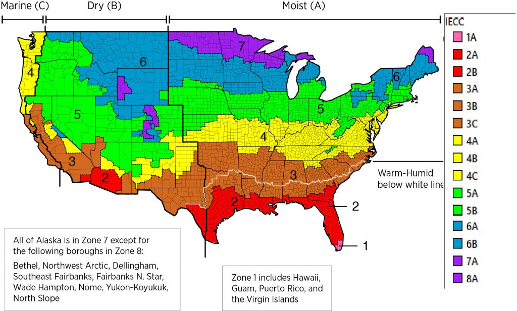 Map of climate zones