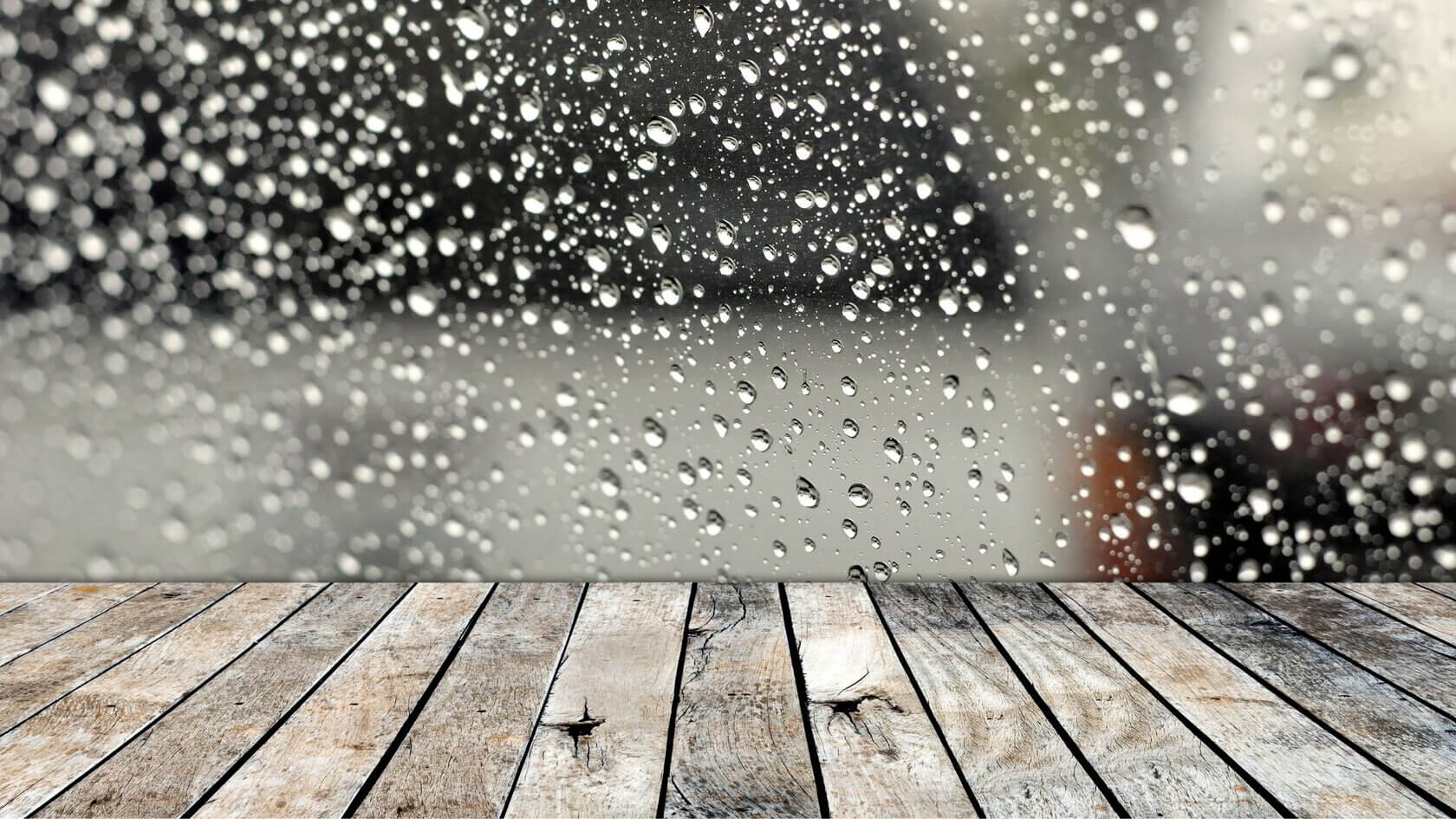 Hardwood floor and rain
