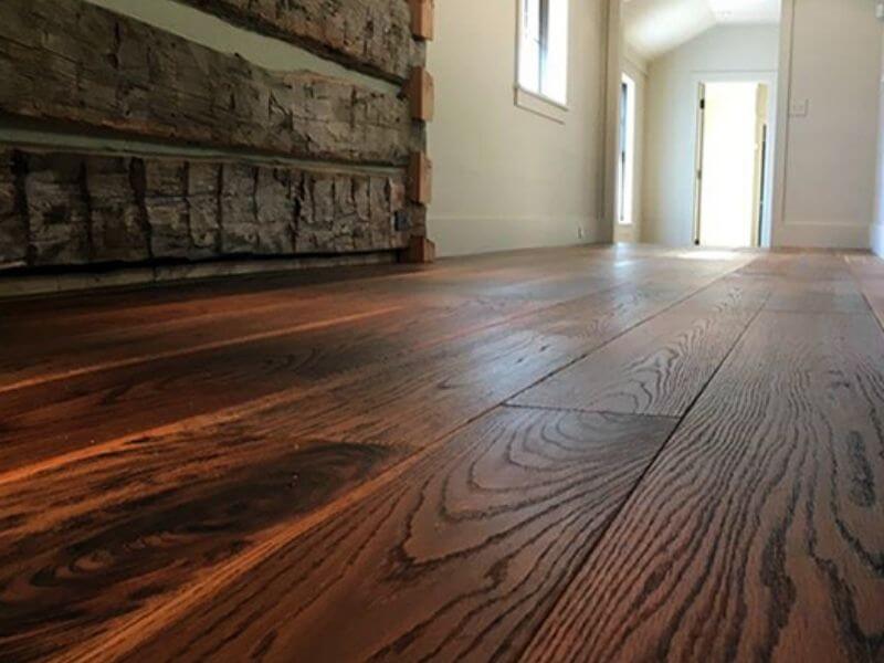 Horizontal wood planks in hallway